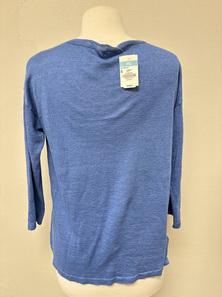 J McLaughlin Blue Scoop Neck Sweater