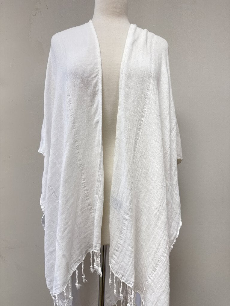 Mersea White Fringe Wrap