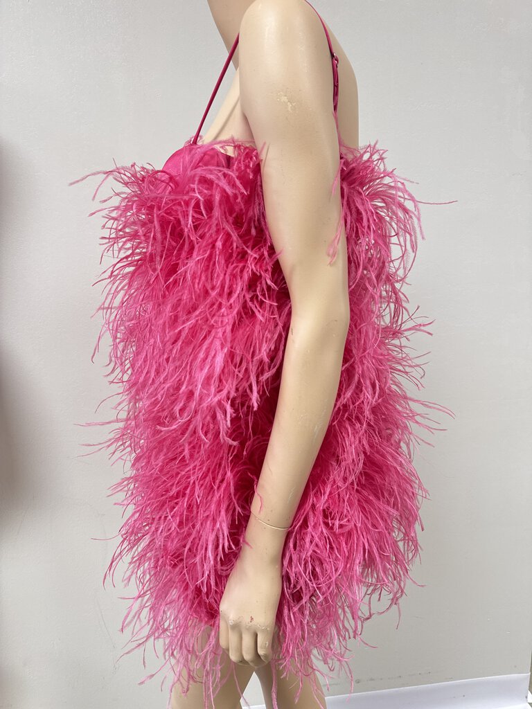 Alamour Pink Feather Cocktail Dress