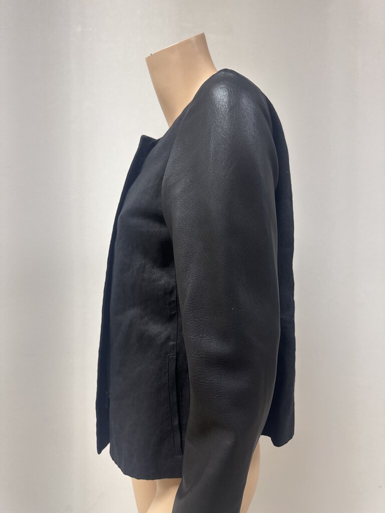 Vince Linen W/Leather Sleeve Jacket