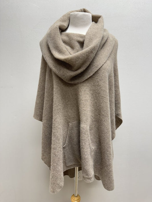 360 Cashmere Tan Cashmere Poncho