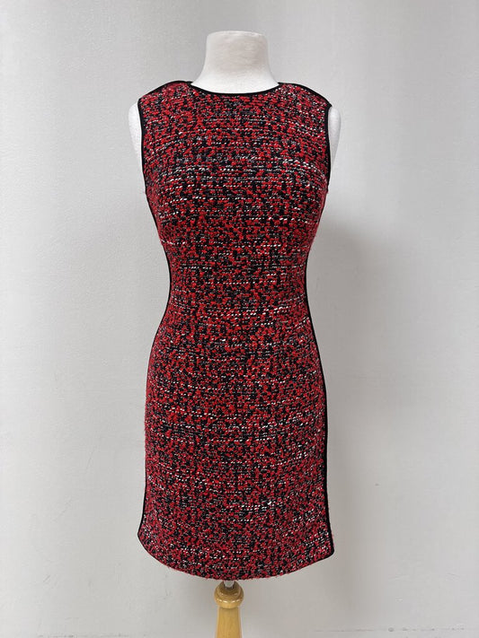 St John Red Tweed Sheath Dress