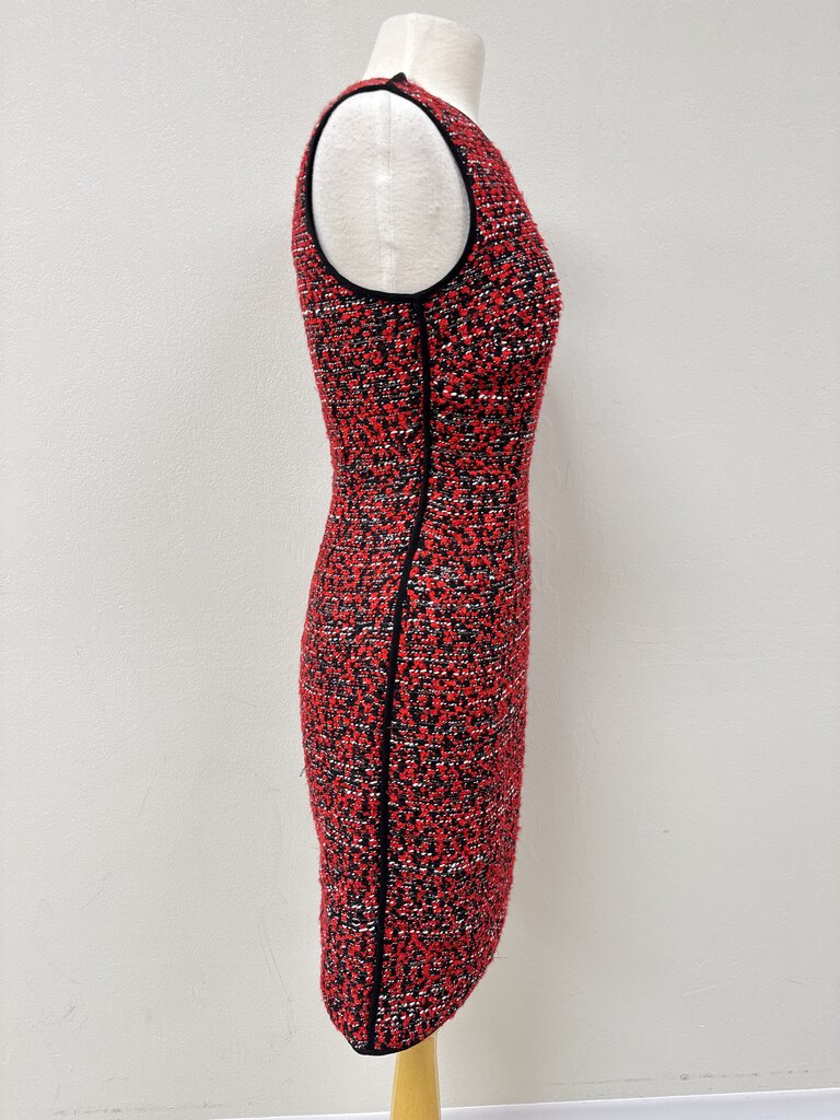 St John Red Tweed Sheath Dress