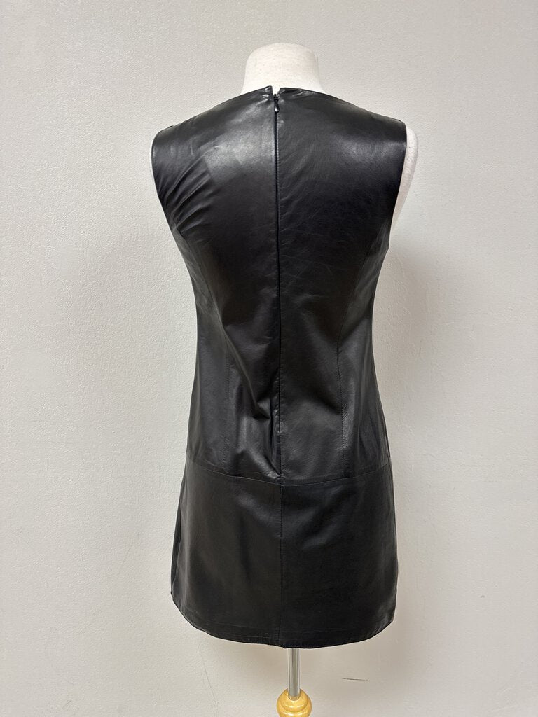 Vince Black Leather Sheath Dress