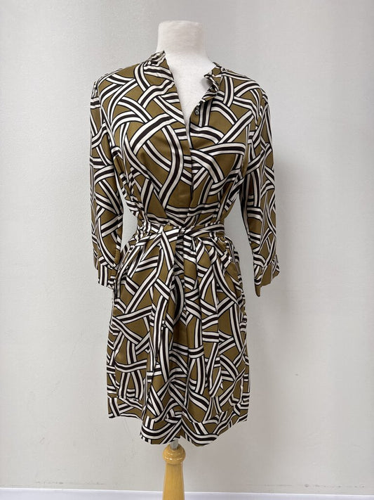 Max Mara Geo Print Belted Silk Dress (As Is)