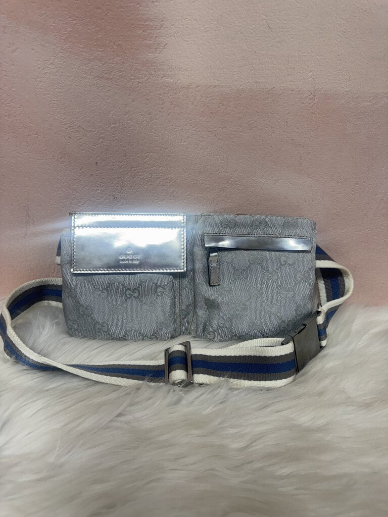 Gucci Silver Logo Double Pocket Belt Bag