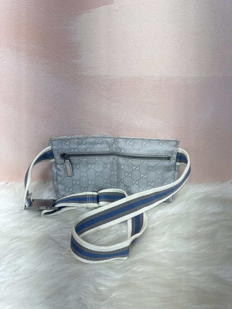 Gucci Silver Logo Double Pocket Belt Bag