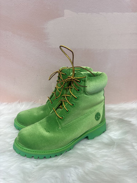 Off White x Timberland Lime Green Velvet Boots NWT