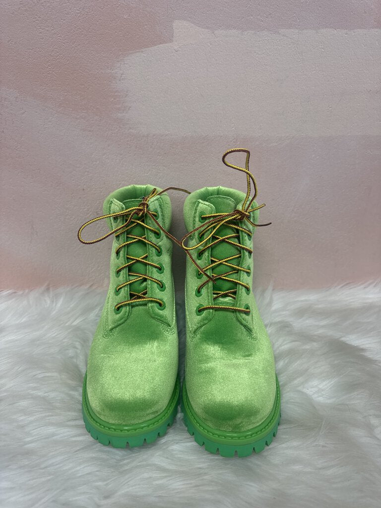 Off White x Timberland Lime Green Velvet Boots NWT