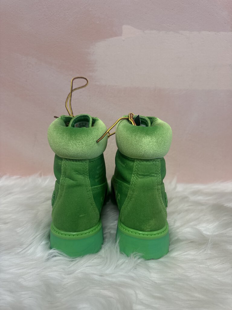 Off White x Timberland Lime Green Velvet Boots NWT