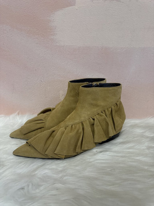 JW Anderson Tan Suede Ruffle Boot