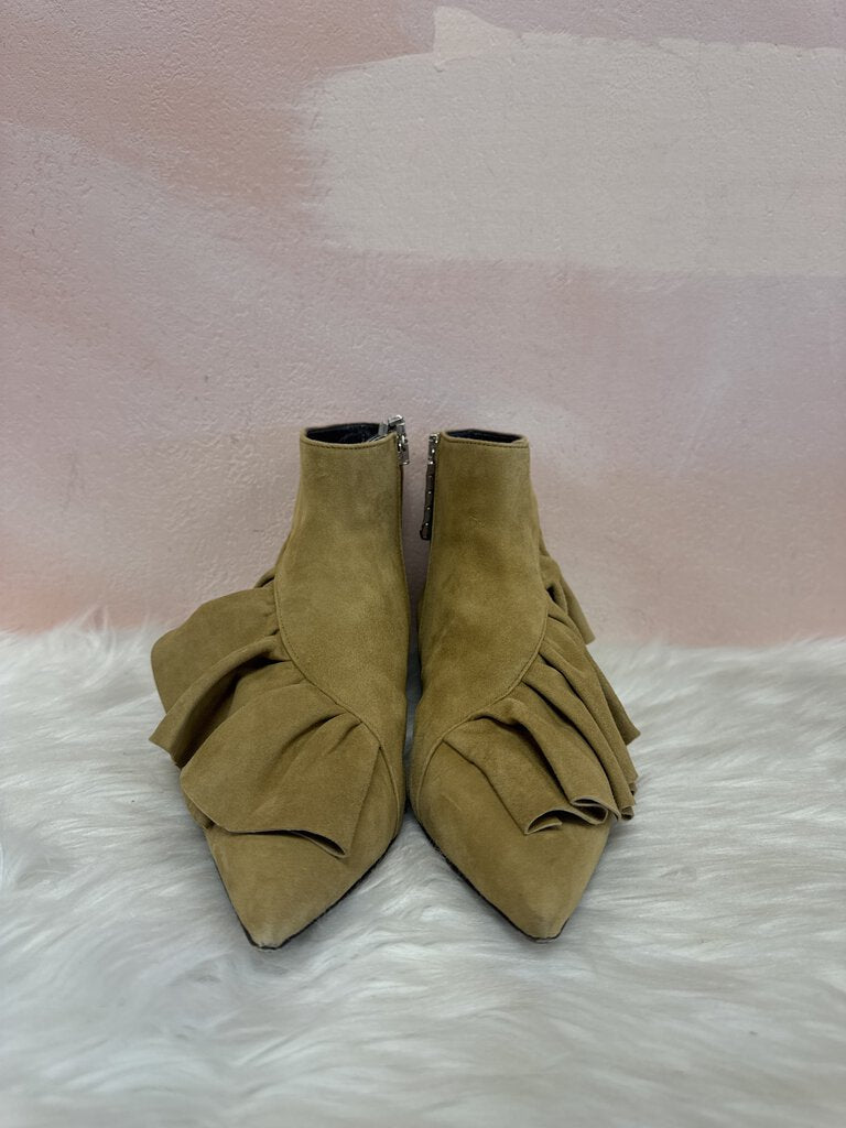 JW Anderson Tan Suede Ruffle Boot