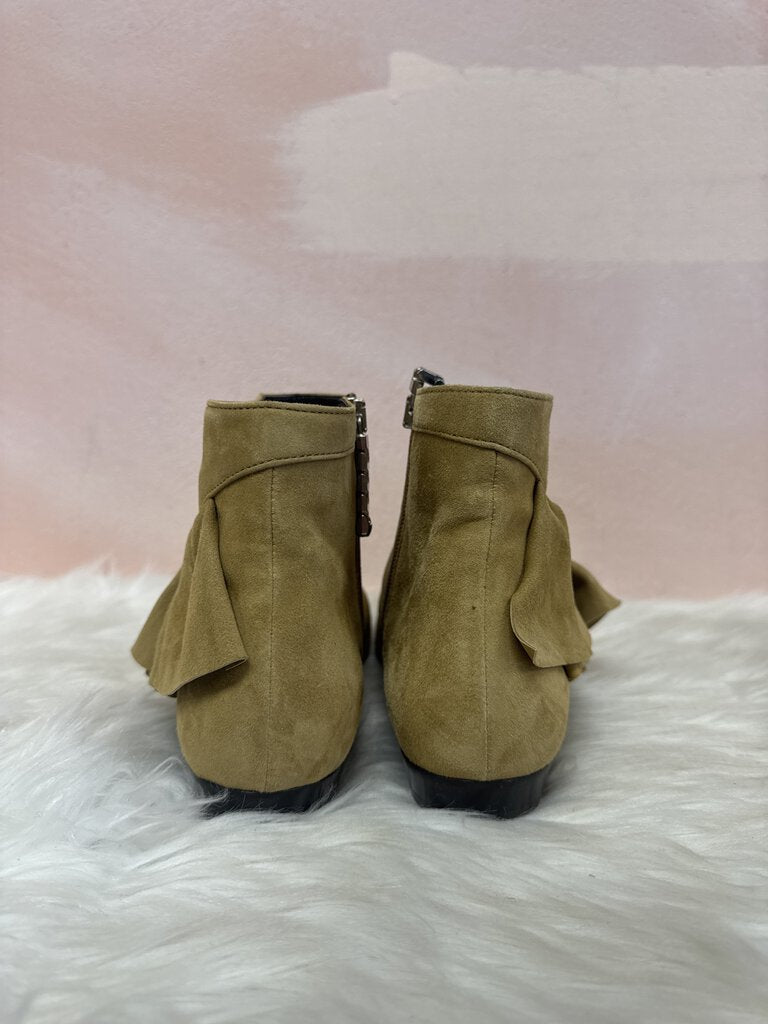 JW Anderson Tan Suede Ruffle Boot