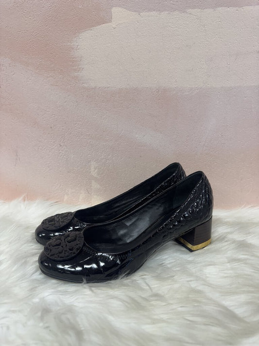 Tory Burch Black Patent Embossed Heel