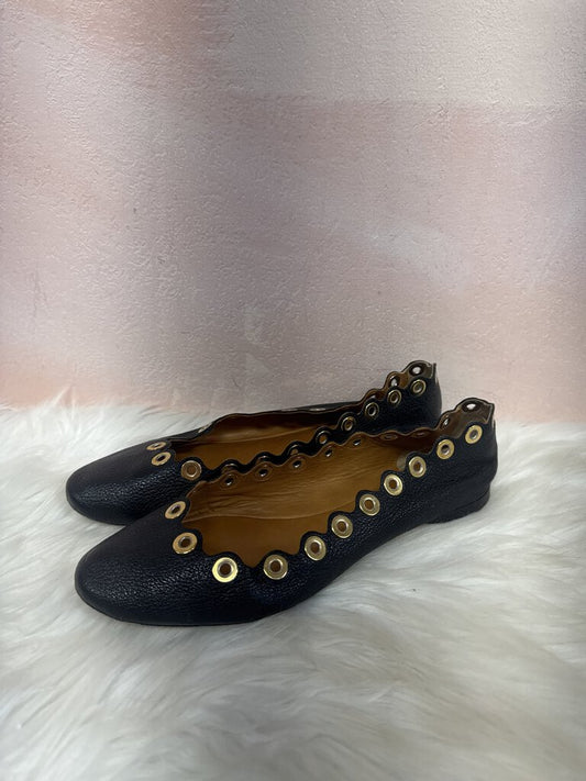 Chloe Black Gold Rivet Ballet Flat