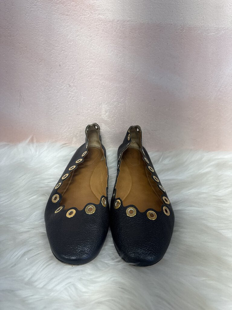 Chloe Black Gold Rivet Ballet Flat