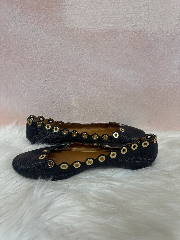 Chloe Black Gold Rivet Ballet Flat