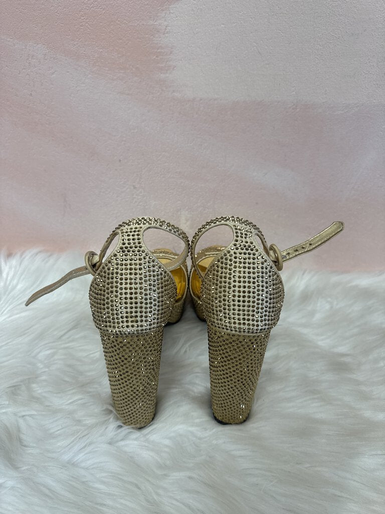 Prada Gold Crystal Platform Heel