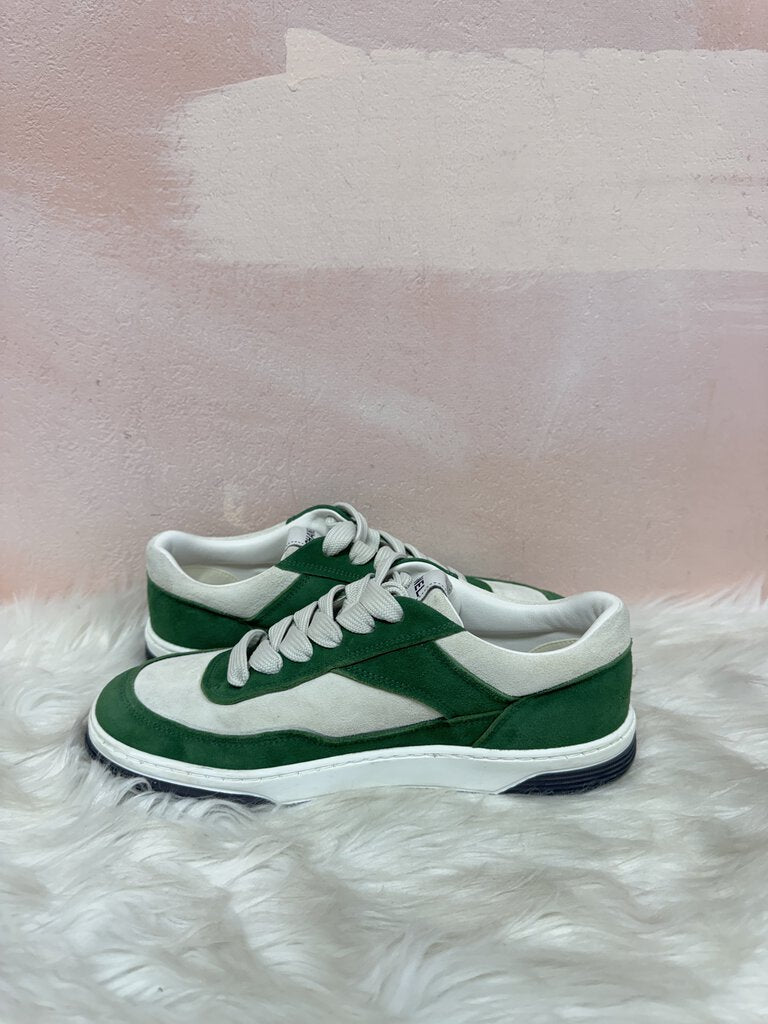 Chanel Green Suede Low Top Colorblock Sneaker