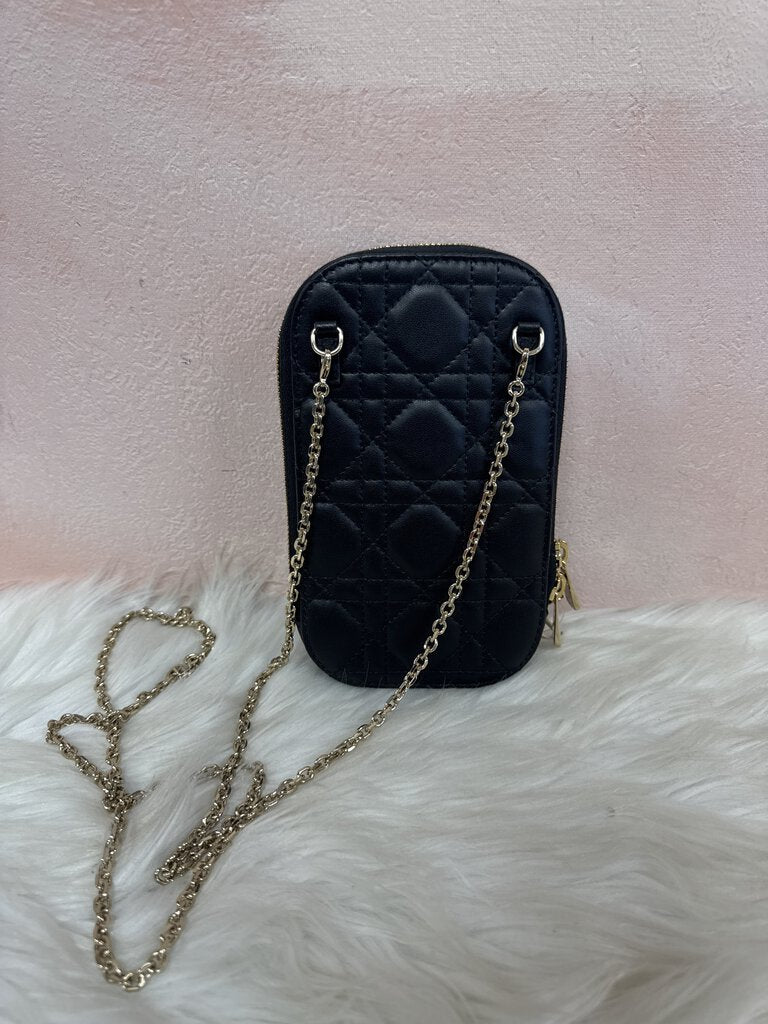 Dior Black Cannage Lady Dior Phone Holder