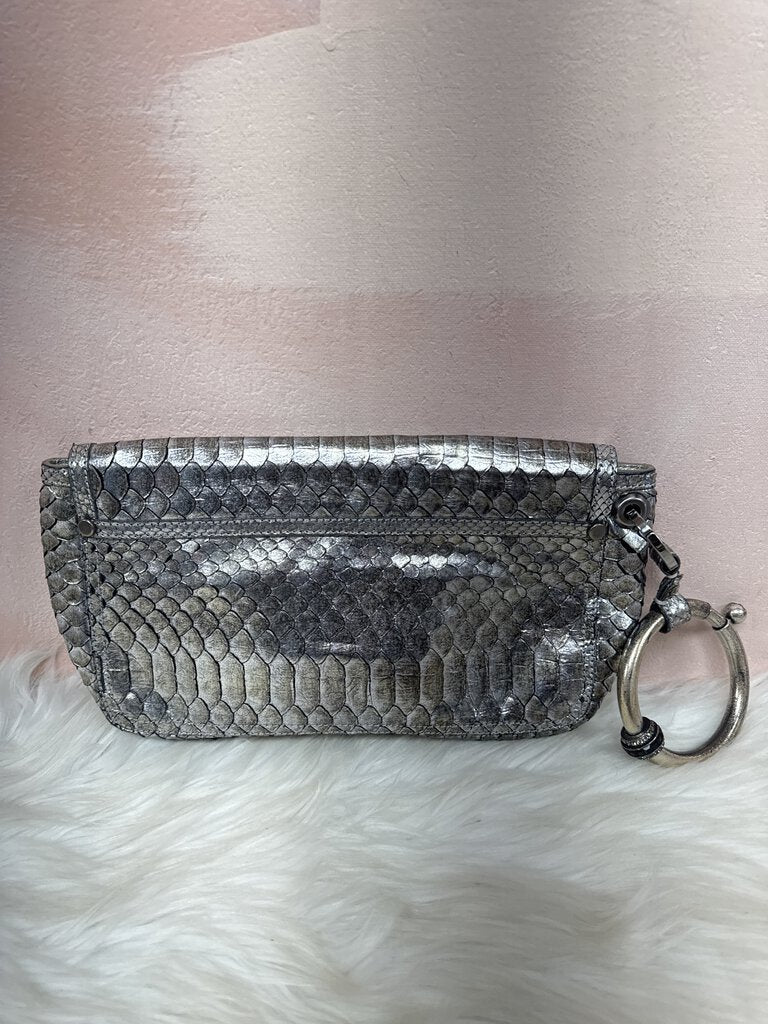 Lanvin Silver Python Clutch