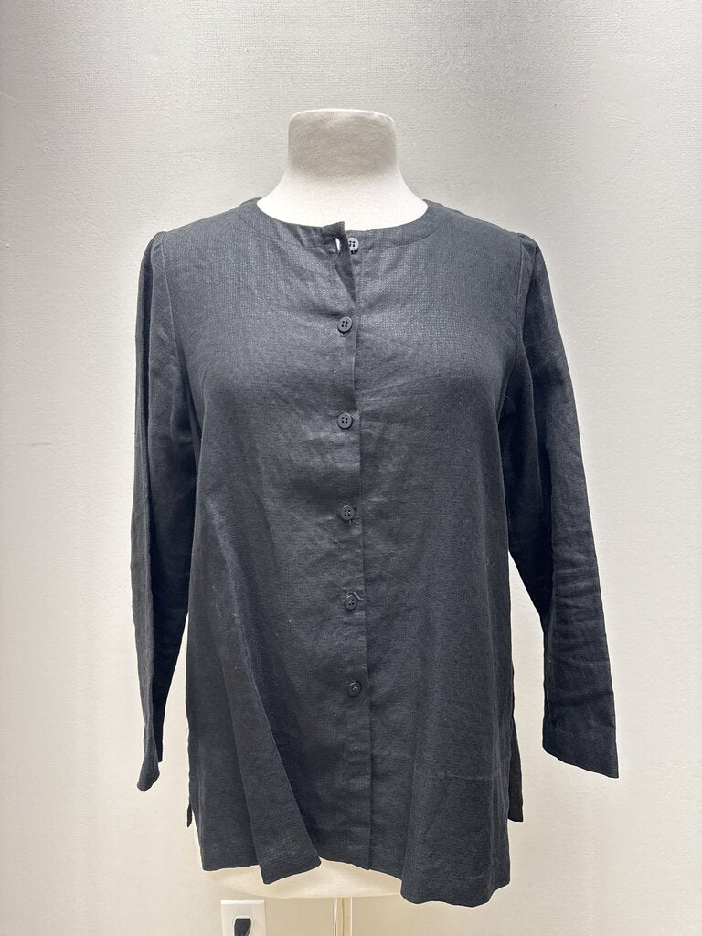 Eileen Fisher Button Up Tunic Linen Blouse