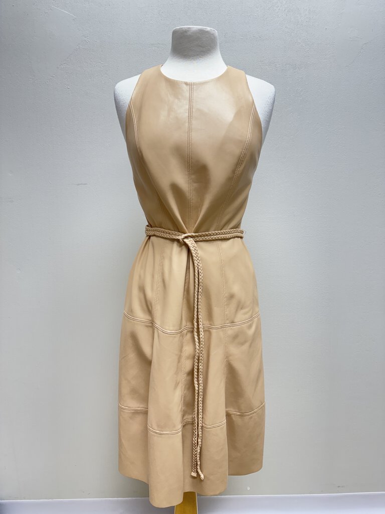 alice + olivia Tan Faux Leather Belted Dress NWT