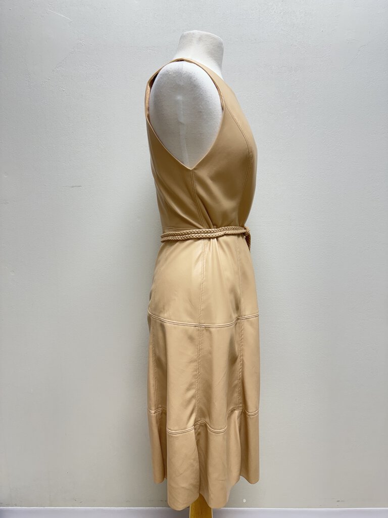 alice + olivia Tan Faux Leather Belted Dress NWT