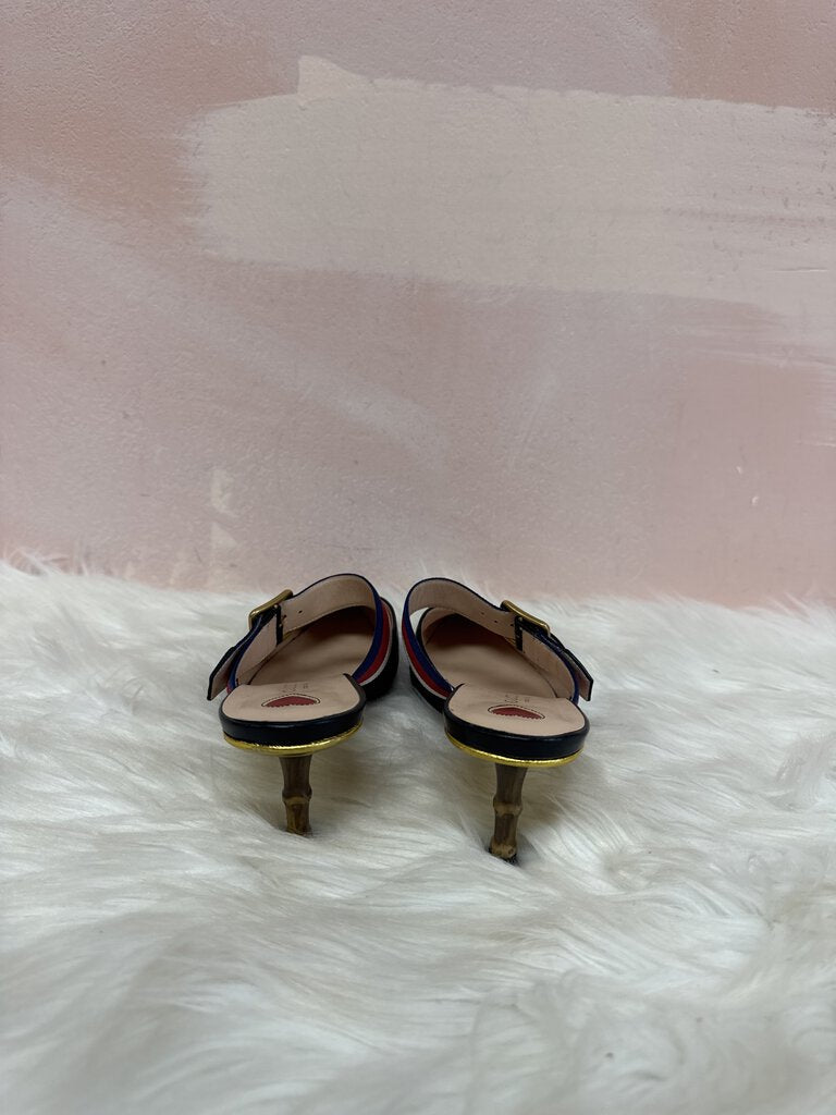 Gucci Black Web Strap Kitten Heel (As Is)