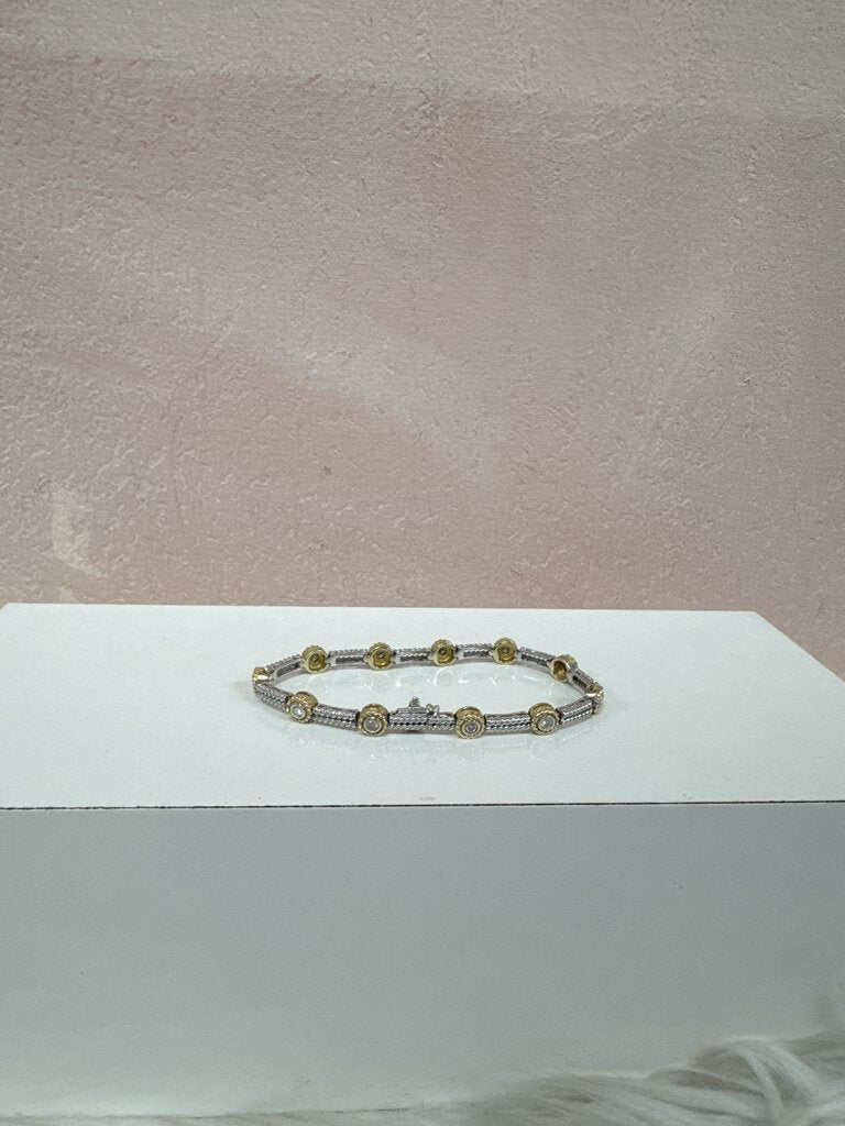 *Two Tone Gold and Diamond Bezel Bracelet