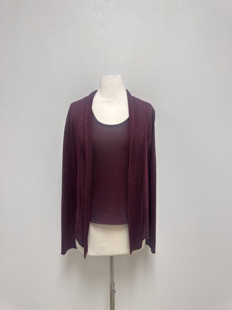 Eileen Fisher Wine Cardigan and Tank Set