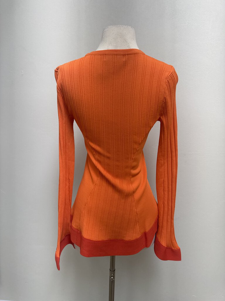 Esteban Cortazar Orange Ruffle Knit Top