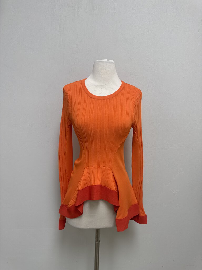 Esteban Cortazar Orange Ruffle Knit Top