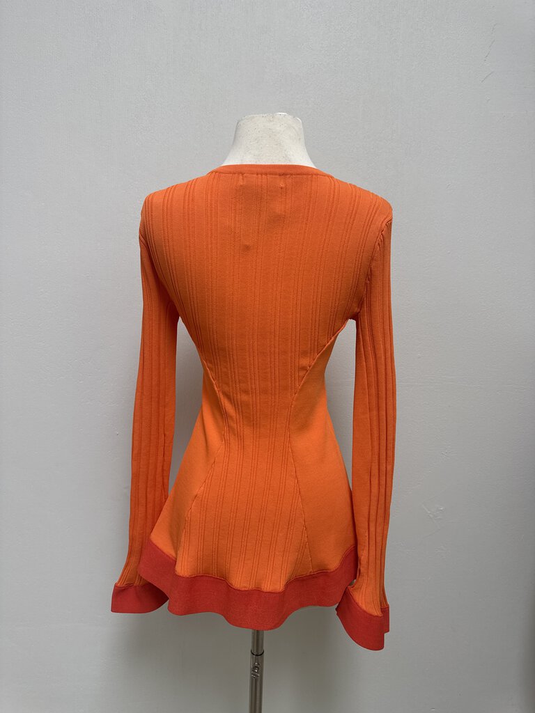 Esteban Cortazar Orange Ruffle Knit Top