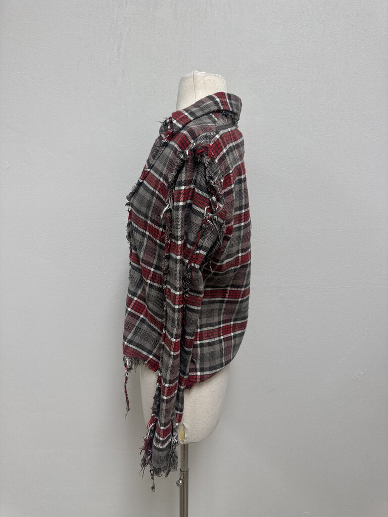 R13 Brown Plaid Flannel Top