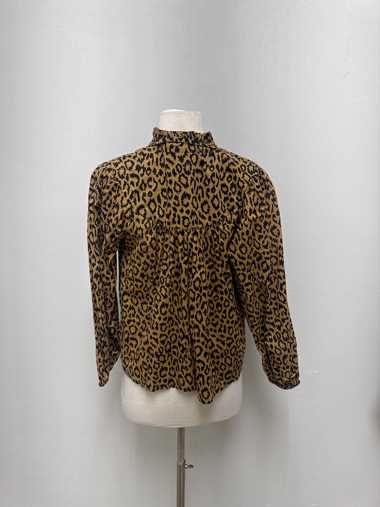 India Collection Brown Animal Print Button Up