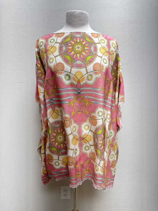 Tyler Boe Silk Fringe Print Cape NWT