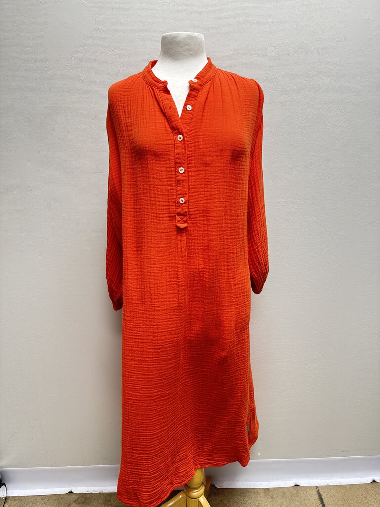 Felicite Orange Guaze Maxi Dress