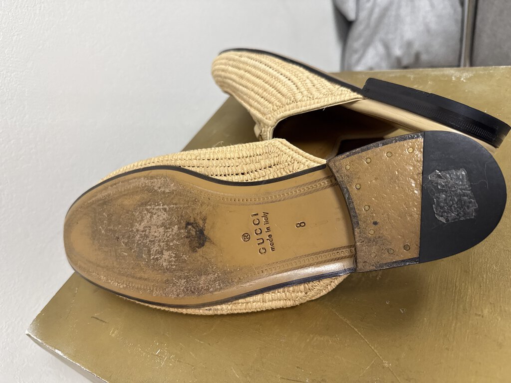 Gucci Tan Raffia Mule