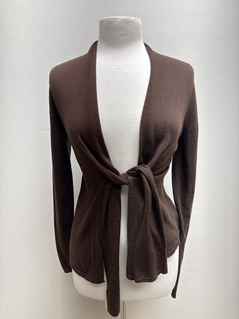 Vince Brown Cashmer Tie Front Cardigan NWT