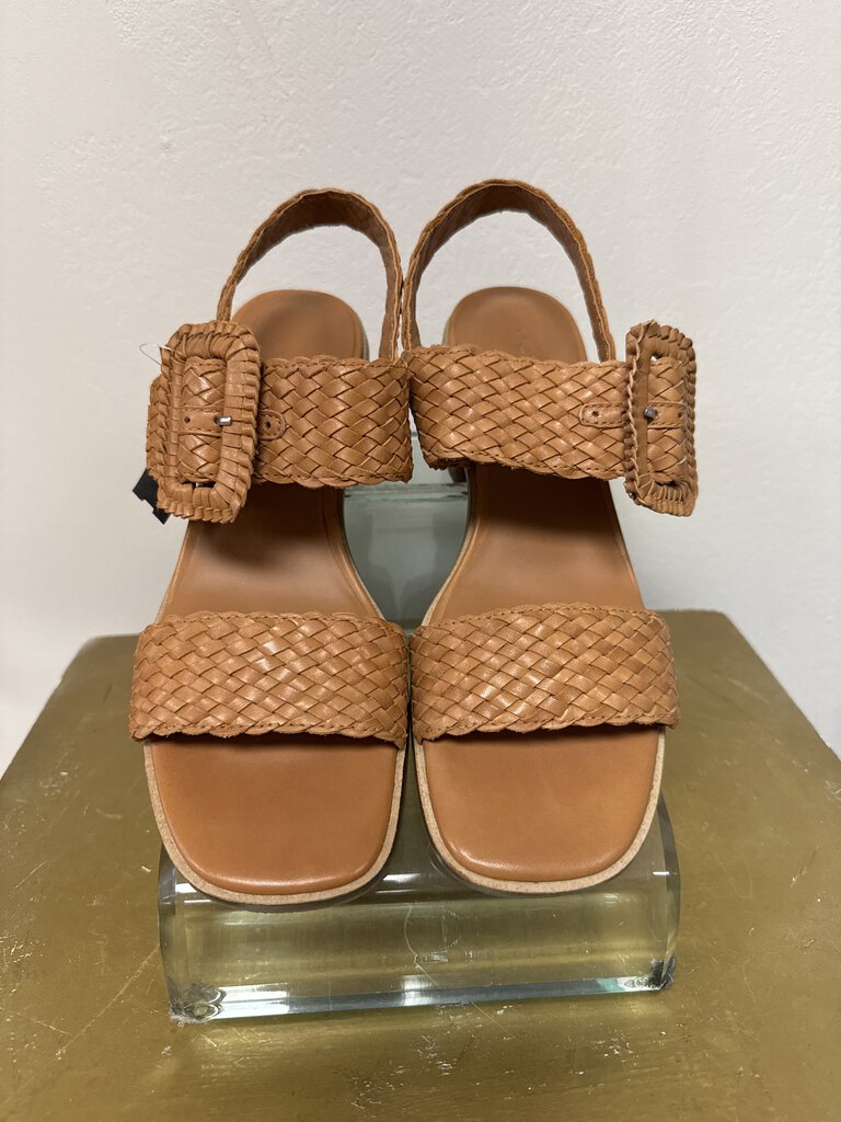 Gentle Souls Brown Woven Leather Sandal