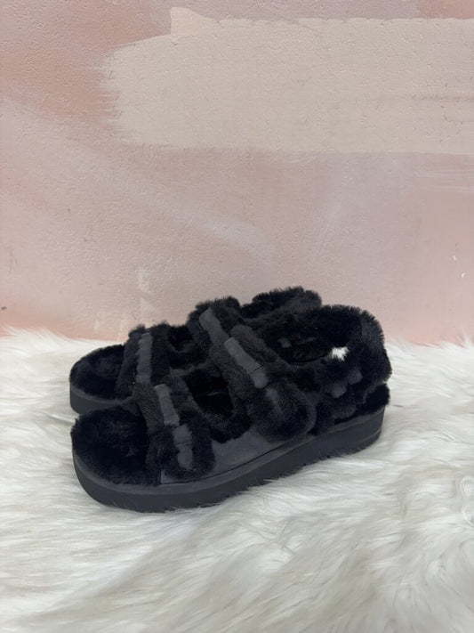 Stuart Weitzman Black Fur Sandals NWT