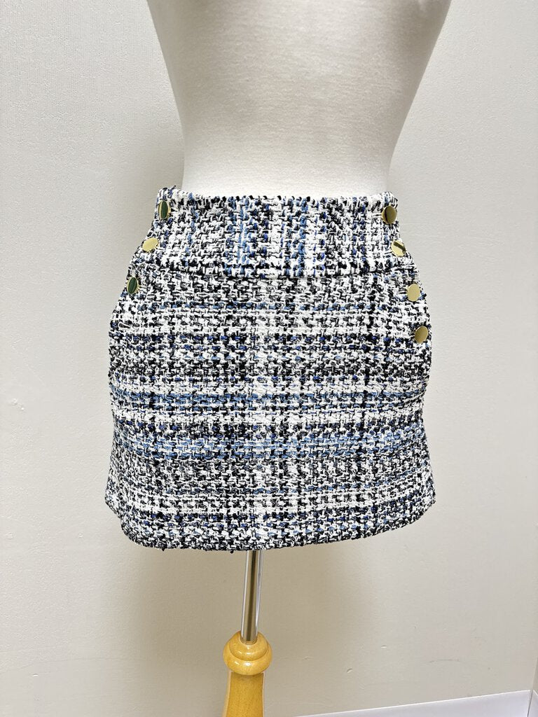 Alice + Olivia Blue Tweed Mini Skirt NWT