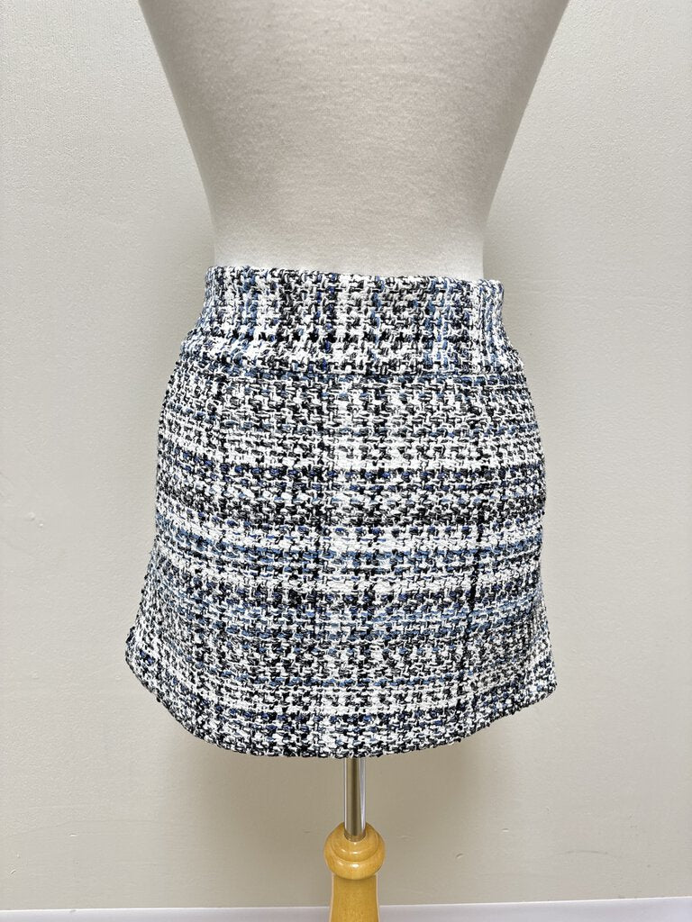 Alice + Olivia Blue Tweed Mini Skirt NWT