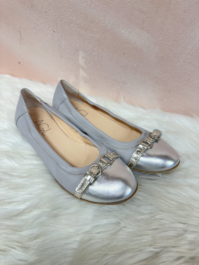 AGL Silver Cap Toe Ballet Flat