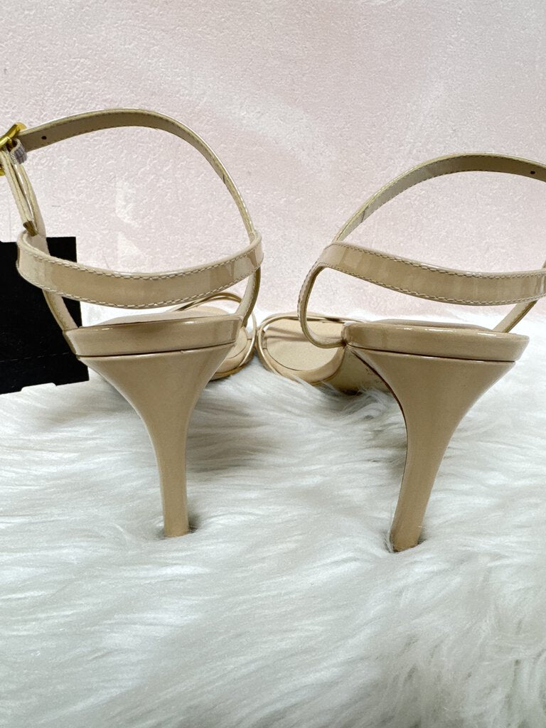 Stuart Weitzman Tan Patent Strappy Heel