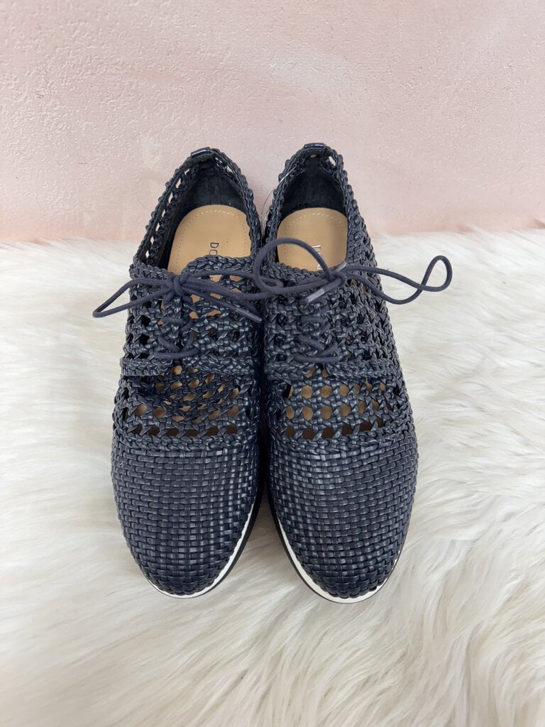 Donald Pliner Navy Woven Lace Up Flat