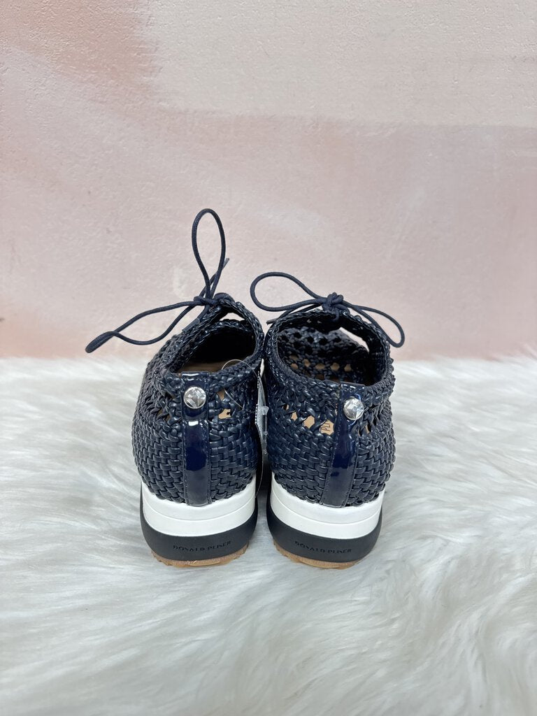 Donald Pliner Navy Woven Lace Up Flat