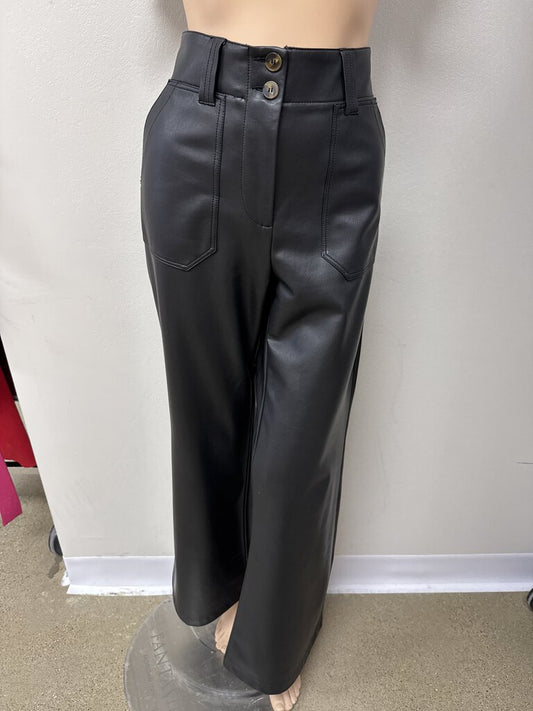 Maeve Black Faux Leather Trouser