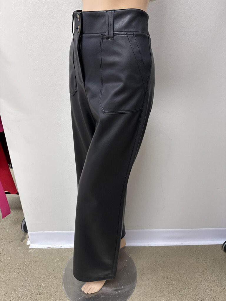 Maeve Black Faux Leather Trouser